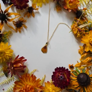 Coreopsis Flower Petal Pendant Necklace- 14K GF 16 Inch Chain