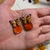 Orange Cosmos Flower Petal Earrings- Monarchs with 14K GF