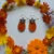Orange Cosmos Earrings- Small Bee Charm with Sterling Silver