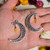 Sunflower Petal Earrings- Small Petals with Sterling Silver and Large Crescent Moons