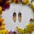 Sunflower Petal Earrings- Light Purple/Yellow Petals with Inverted Crescent Moon Charms and Sterling Silver