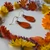Orange Cosmos Flower Petal Earrings- Purple Rhinestone with 14K GF