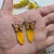 Sunflower Petal Monarch Earrings- Yellow Petals with 14k GF