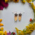 Sunflower Petal Earrings- Small Light Pink/Light Yellow Petals with Bee Charms and Sterling Silver