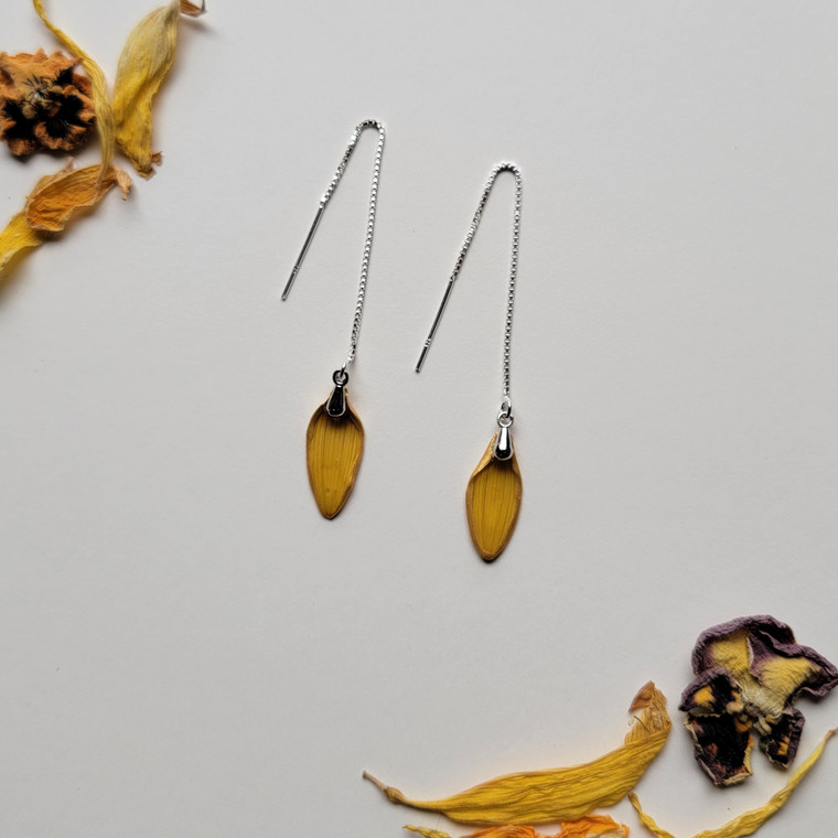 Sunflower Petal Ear Threads- Sterling Silver