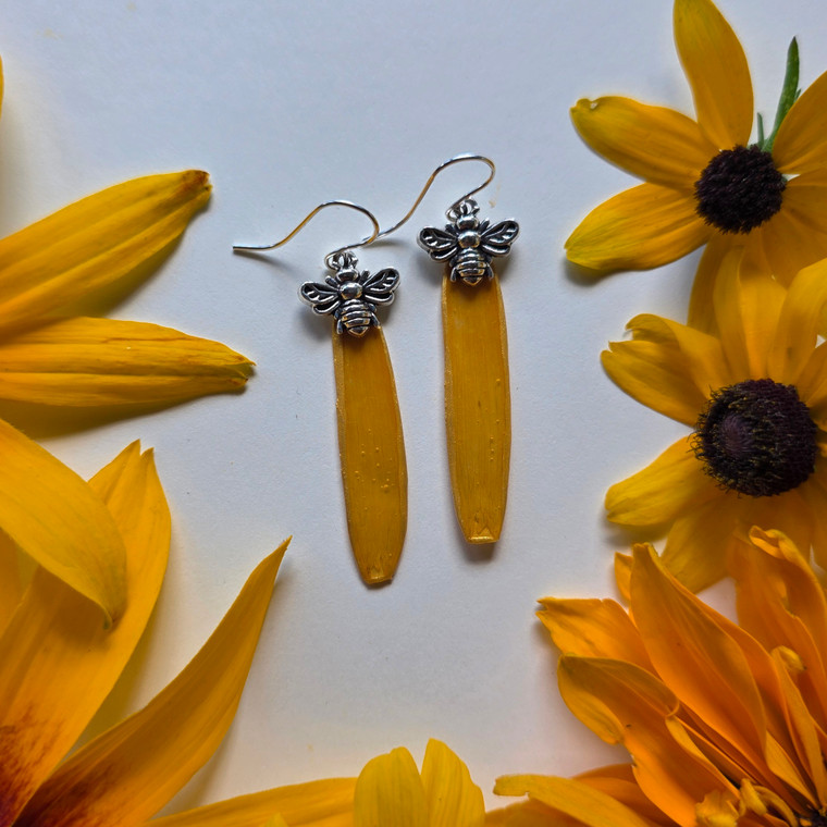 Black-Eyed Susan Earrings- Sterling Silver with Bee Charm