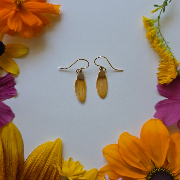 Sunflower Petal Earrings- Small Simple 14K GF