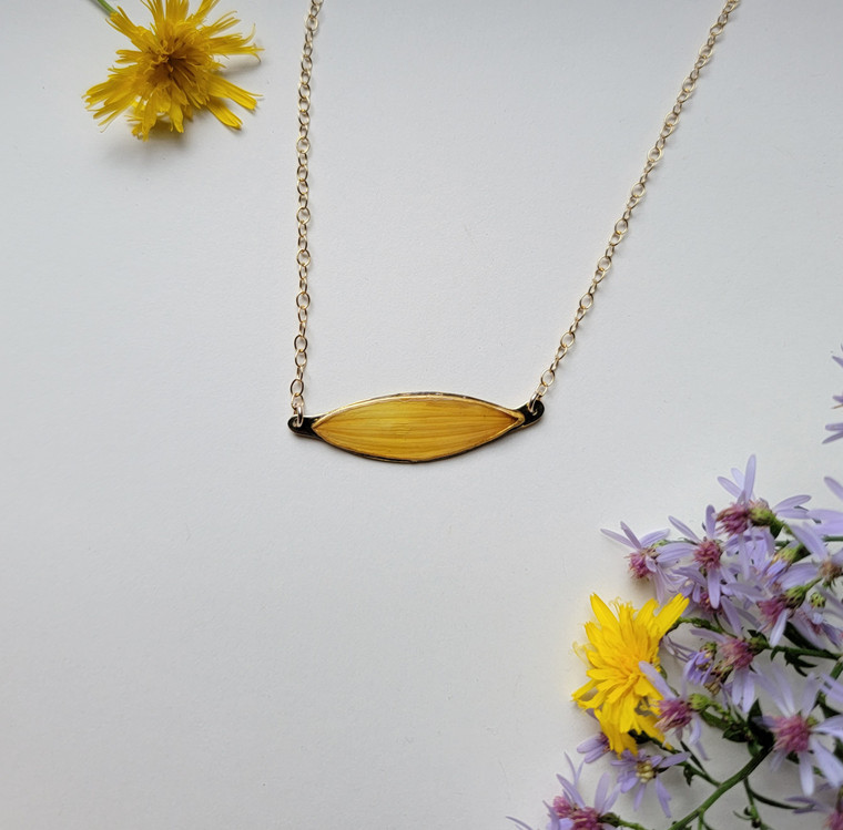 Sunflower Petal Choker Necklace- Yellow with 14k GF