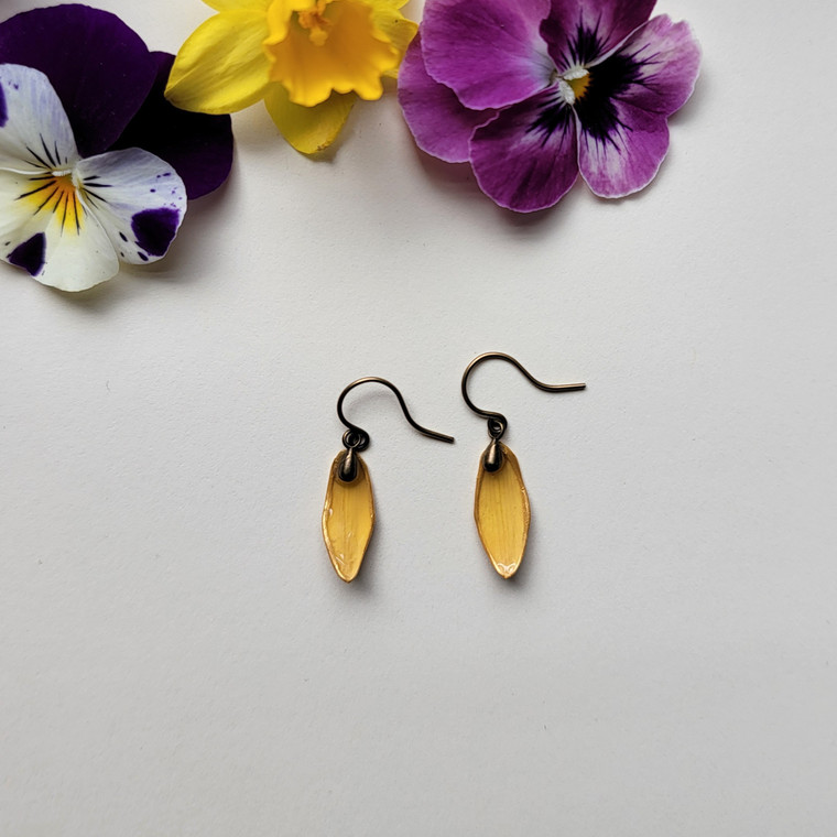 Narcissus Flower Petal Earrings- Simple Brass
