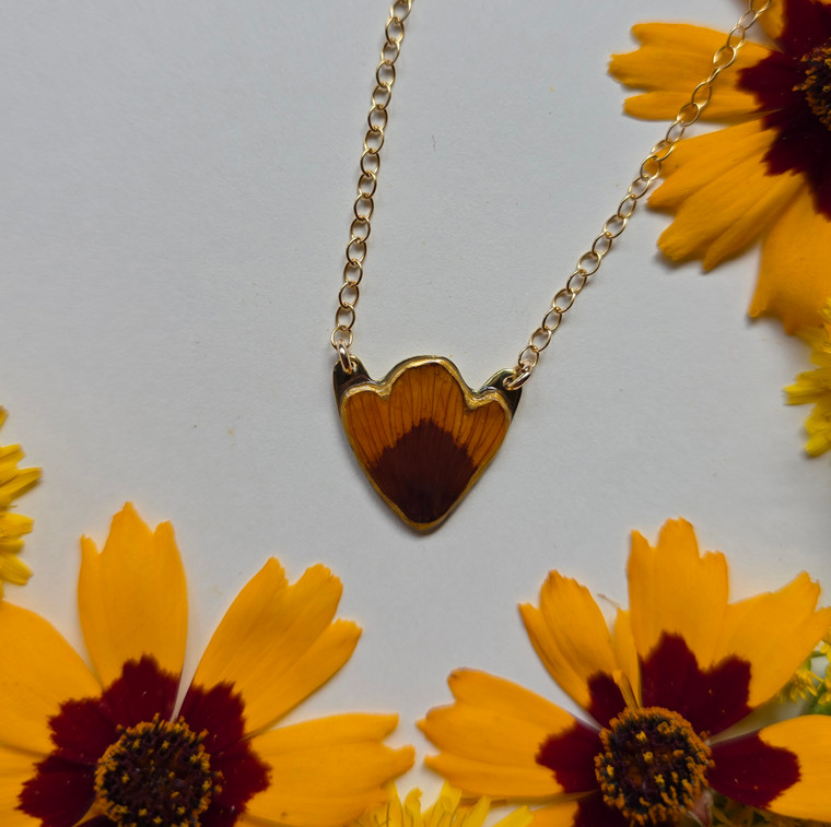 Coreopsis Flower Petal Necklace- 14K GF