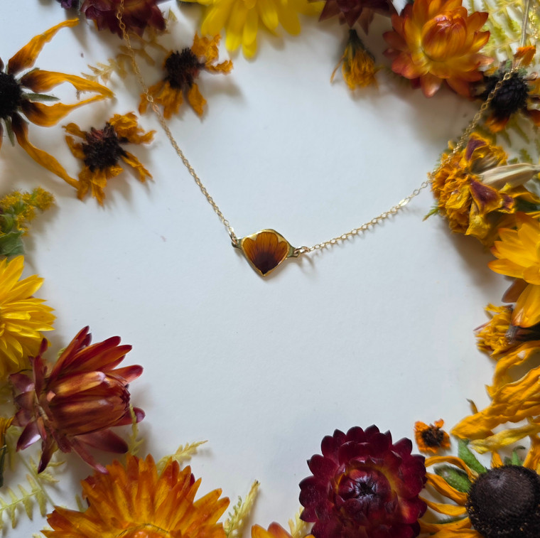 Coreopsis Flower Petal Choker Necklace- 14K GF