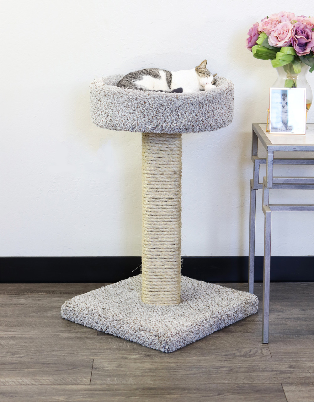 2-Pack Cat Scratching Posts with Sleeping Perches | Solid Wood