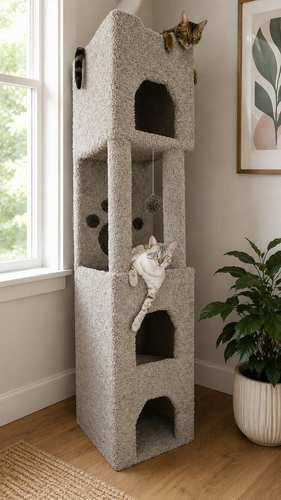 6-foot tall cat tower for large cats with multiple climbing levels