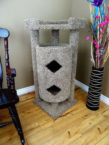 elevated double cat house solid wood carpeted cat condo