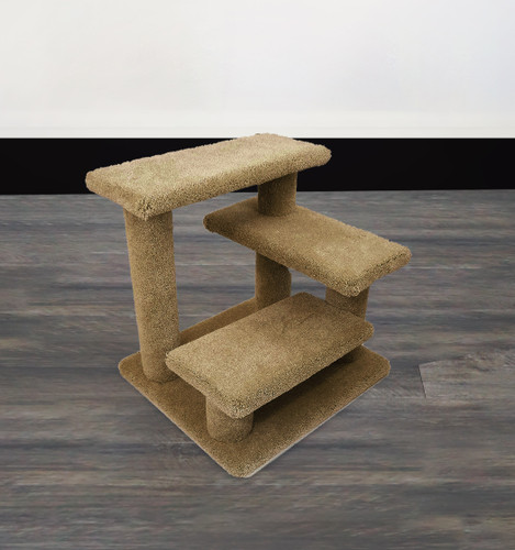 Solid wood pet stairs with carpeted steps for senior cats