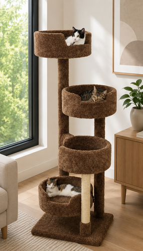 Large Cat Tree Tower with easy access perches for Senior Cats