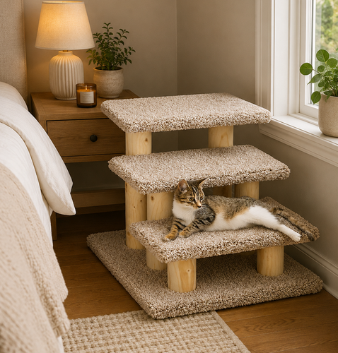 Solid Wood Cat Steps for Senior Cats