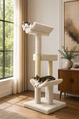 solid-wood double scratching post cat tower for large cats