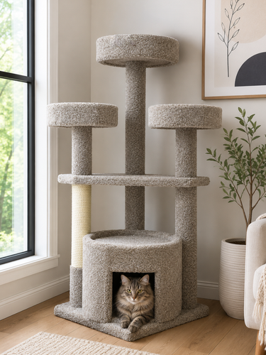 Solid Wood Cat House for Maine Coons 