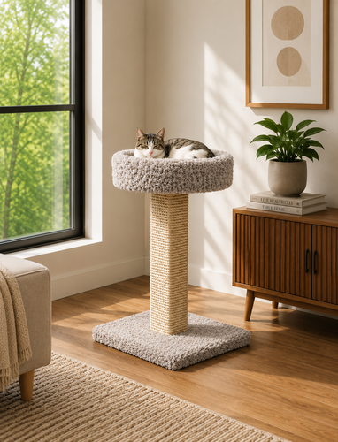 Solid Wood Cat Scratching Post for Large Cats