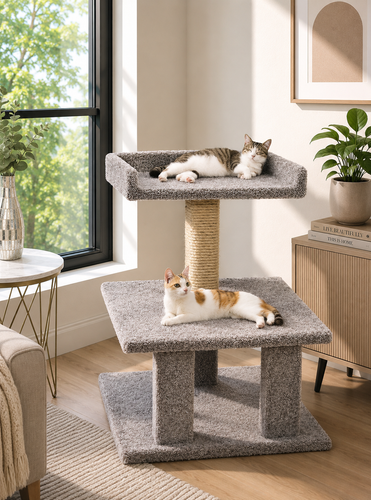 extra large cat stand solid wood elevated perch in modern home