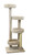 Solid wood cat tree with staggered platforms for climbing and lounging