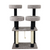 Modern black cat tree with four perches in a contemporary living room