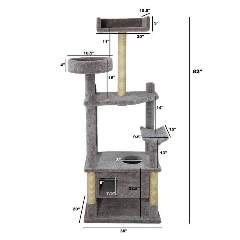7-Foot Extra Large Cat Tower — Solid Wood Tree for Big & Multi-Cat Homes - Cat Tower Plans For Multi Cat Homes
