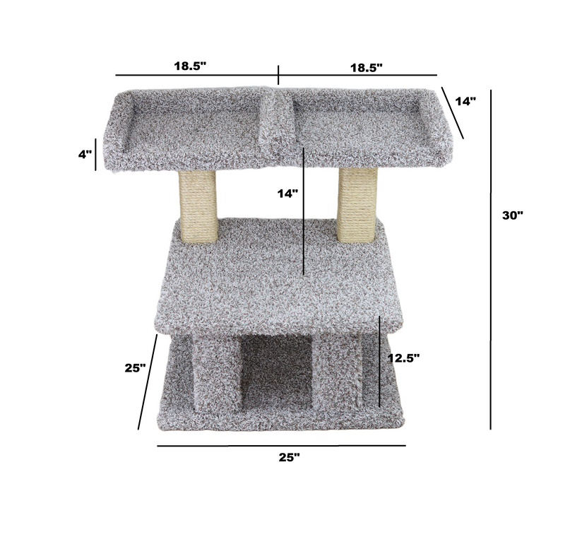 Extra Large Cat Scratching Post with Window Perches | Solid Wood Cat Post for Large Cats