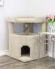 Prestige Cat Trees Solid Wood Condo Mansion in beige and in corner