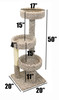 New Cat Condos Carpeted Solid Wood Cat Tree Tower-Dimensions