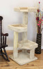 New Cat Condos 51" Solid Wood Large Cat Tree-Beige