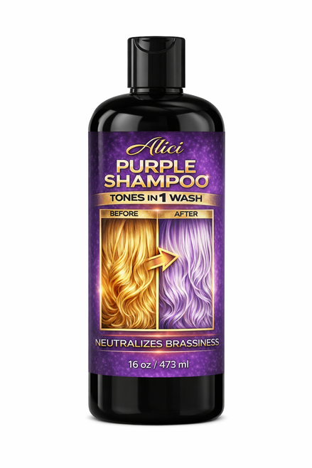 Alici Purple Shampoo – Anti-Brass Toning Shampoo for Blonde & Silver Hair (16 oz)