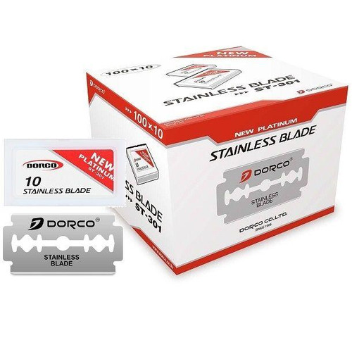Dorco Platinum Stainless Double Edge Blades - 1,000 Blades (100 Blades X 10 Box) #ST-301
