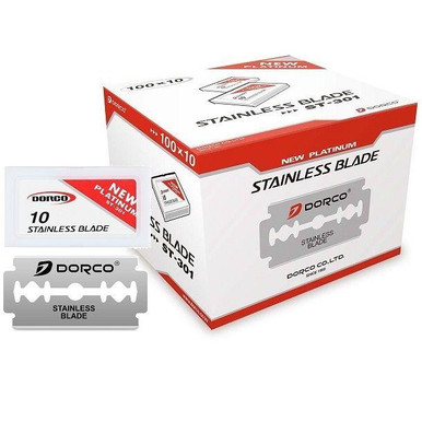 Dorco Platinum Stainless Double Edge Blades - 1,000 Blades (100 Blades X 10  Box) #ST-301