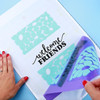 welcome friends flower banner made with the ikonart custom stencil kit