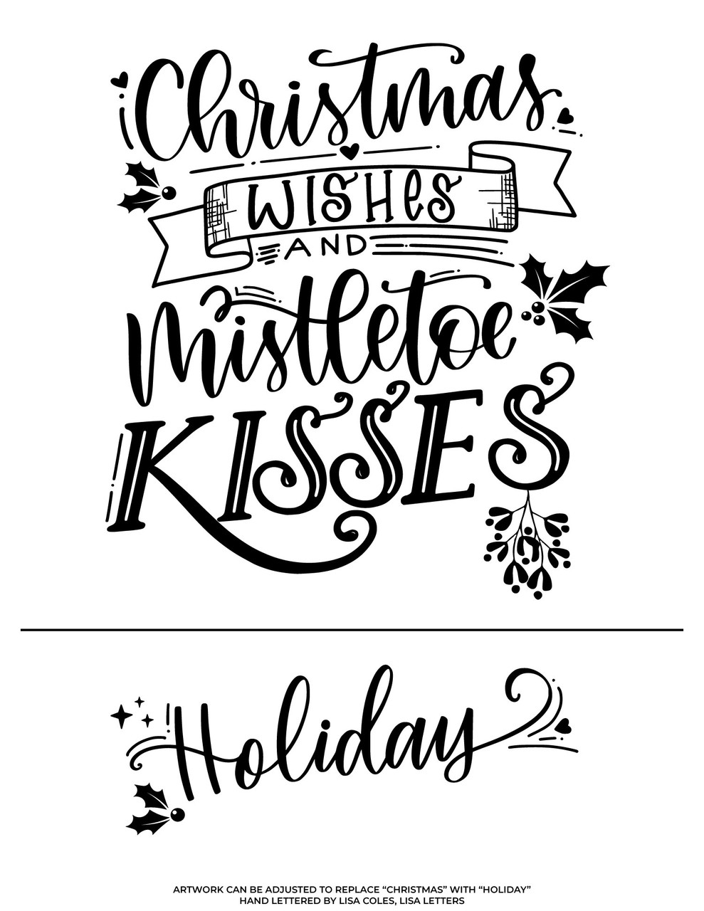 Christmas Wishes Mistletoe Kisses SVG | Ikonart Stencil christmas-wishes-mistletoe-kisses-svg-ikonart-stencil