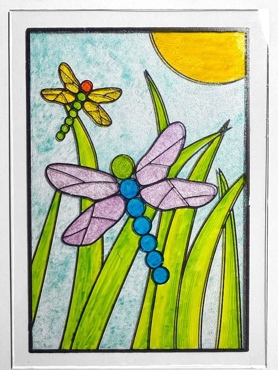 Dragonfly Stained Glass SVG Ikonart Stencil