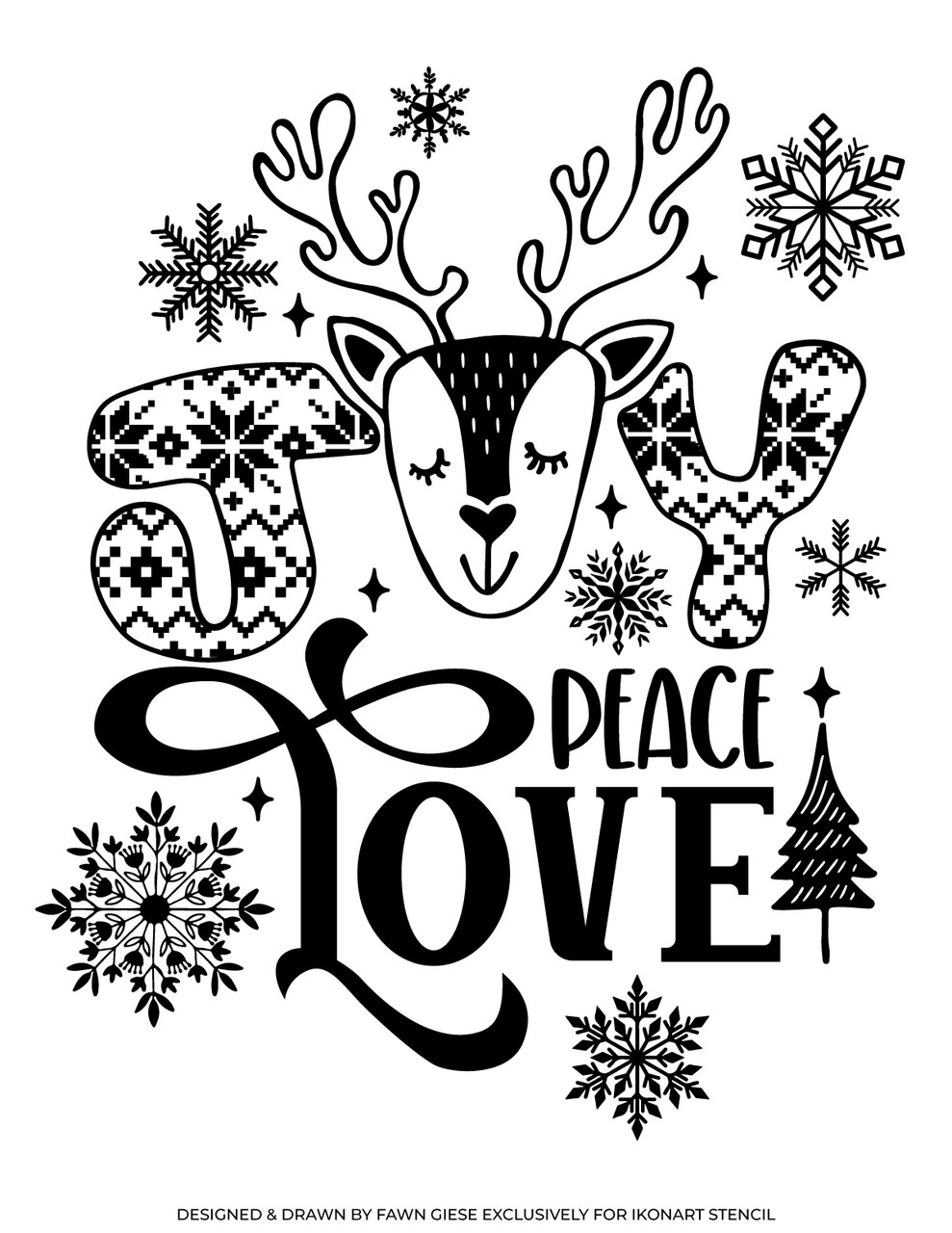 Joy Peace Love Christmas SVG | Ikonart Stencil