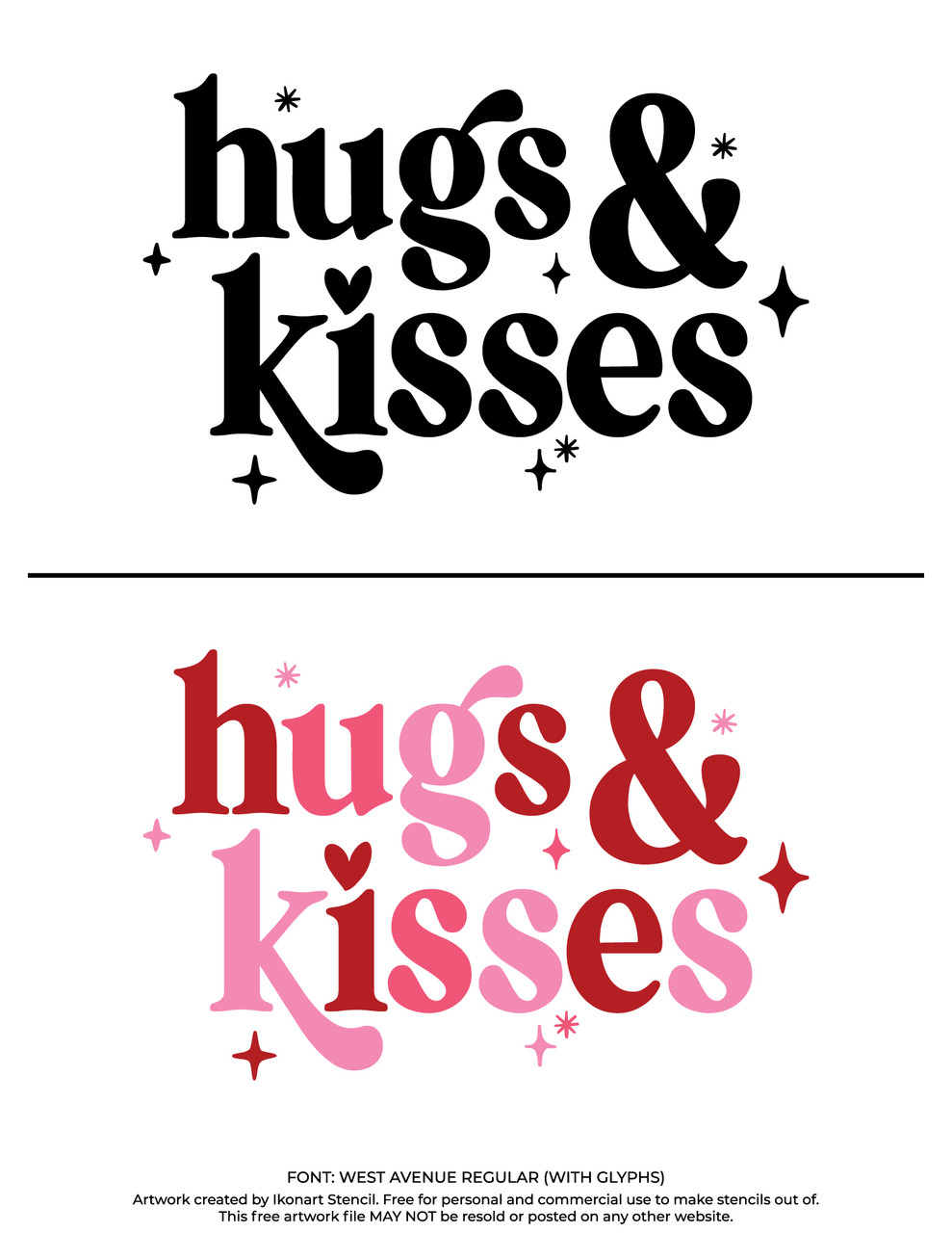 cute kisses stencil
