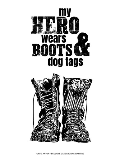 my hero wears combat boots and dog tags free svg ikonart stencil