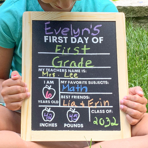first day of school chalkboard sign ikonart stencil