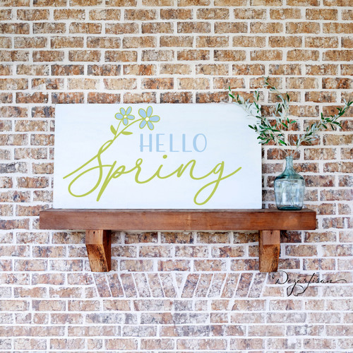 hello spring flowers free svg wood sign