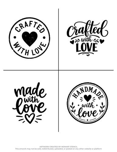 handmade made crafted with love for ikonart stencil