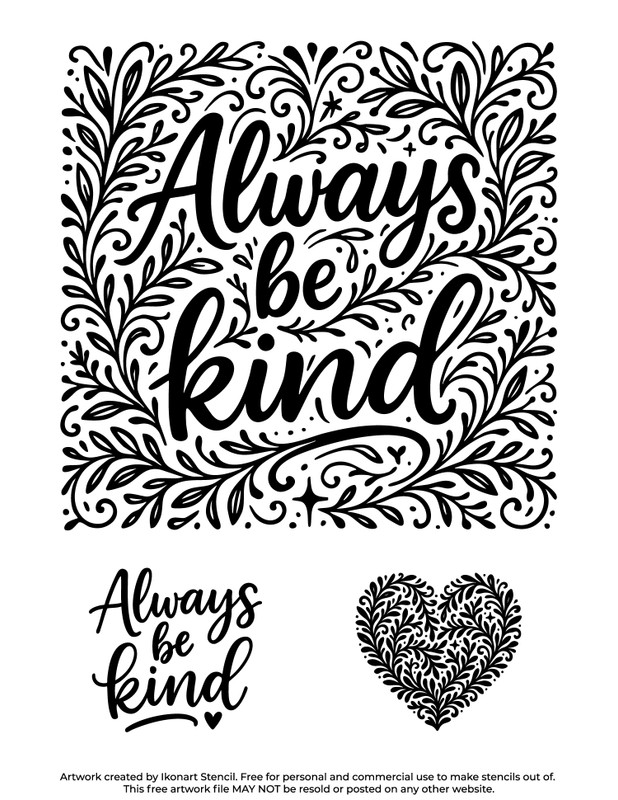always be kind free svg for ikonart stencil kit