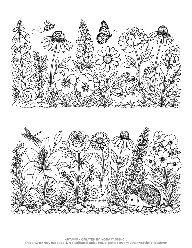flower garden hedgehog free svg for ikonart stencil