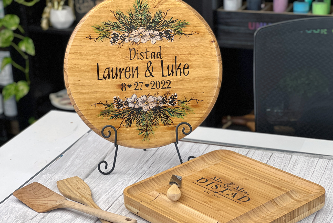 Hand-Painted Wood-Burned Wood Rounds with Ikonart