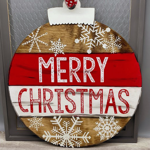 DIY Christmas Ornament Door Hanger with Ikonart Ikonart Stencil