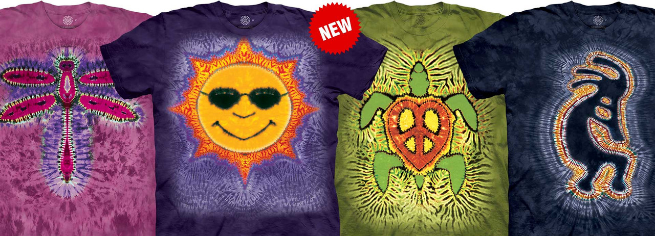 NEW Dragonfly, Sun, Rasta Peace Turtle & Koko Tie-Dye T-Shirt Tees