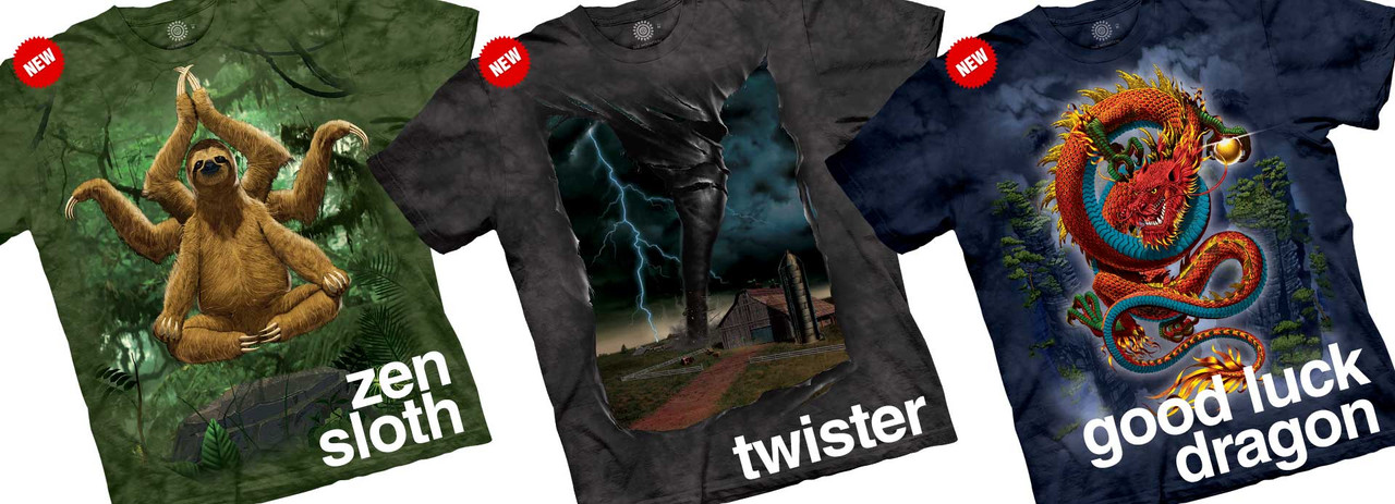 NEW Zen Sloth, Twister & Good Luck Dragon Tees